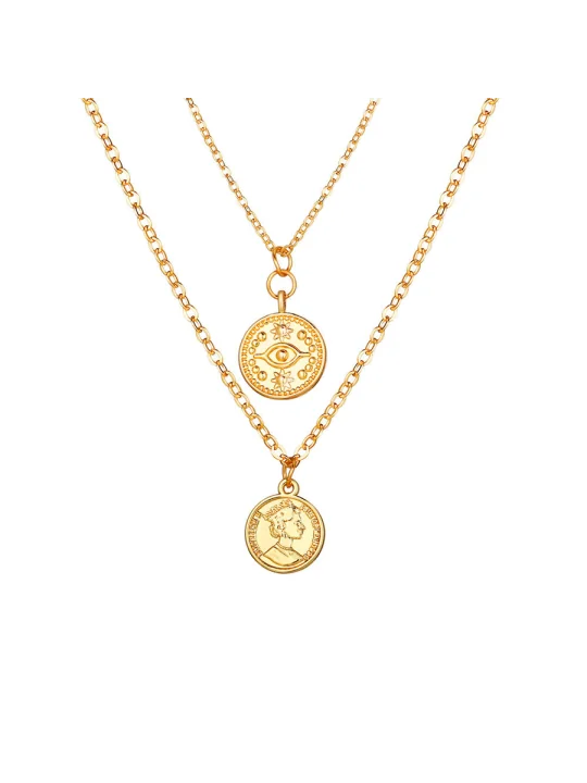 collar doble de dos cadenas con medalla