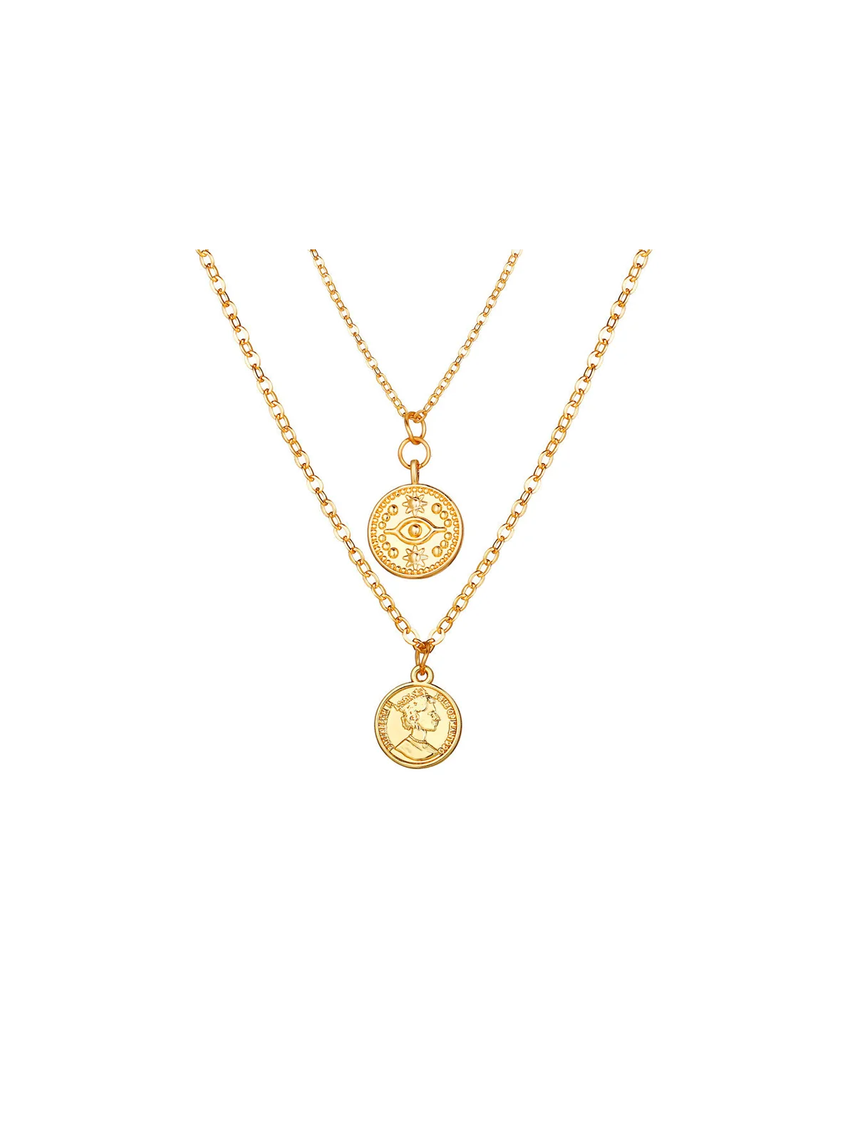 collar doble de dos cadenas con medalla
