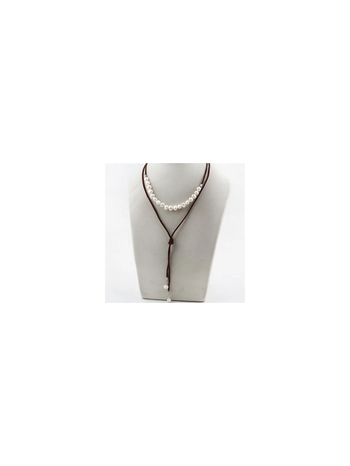 Collar XL cuero y perlas