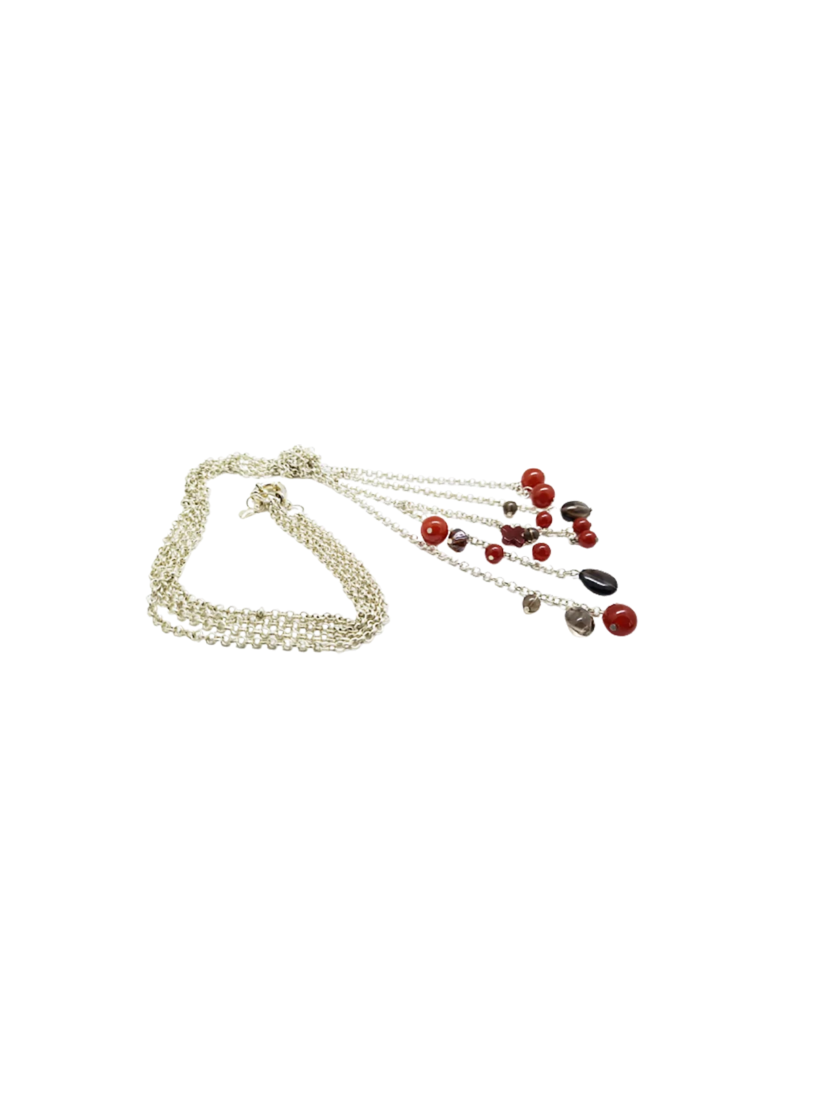 collar de cornalinas y cuarzo ahumado