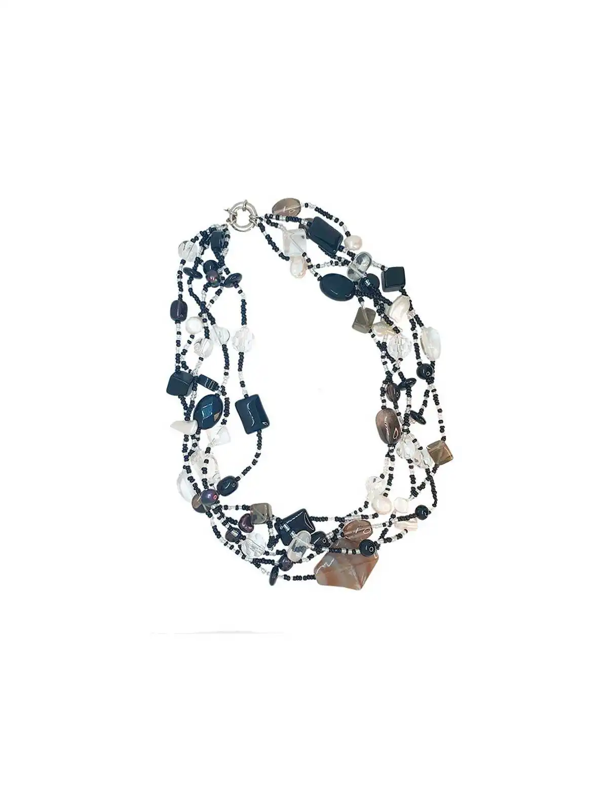 Collar largo fantasía de cristal ahumado