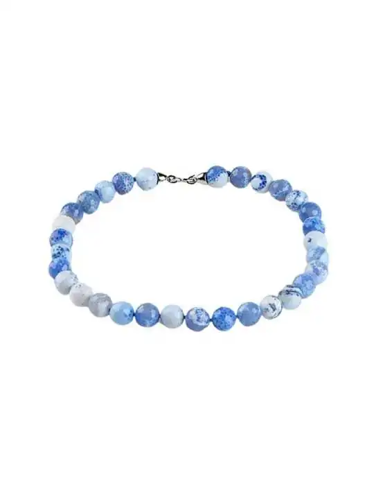 collar agata azul facetada