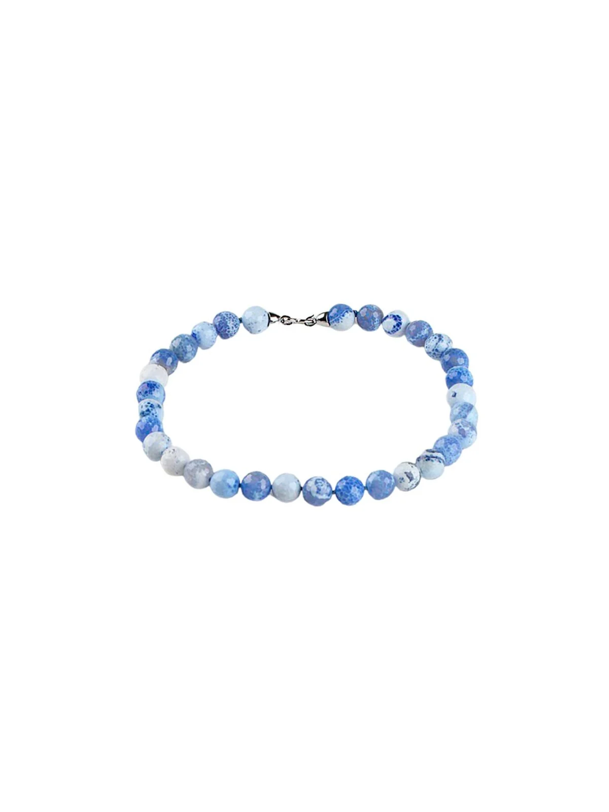 collar agata azul facetada