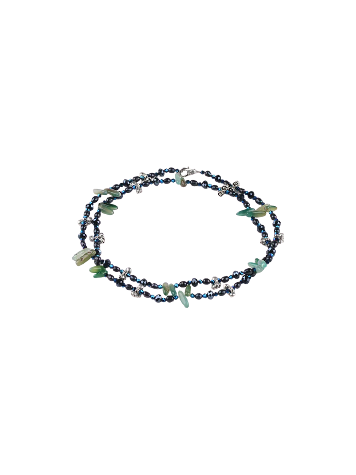 Collar extralargo XL con aventurinas y perlas