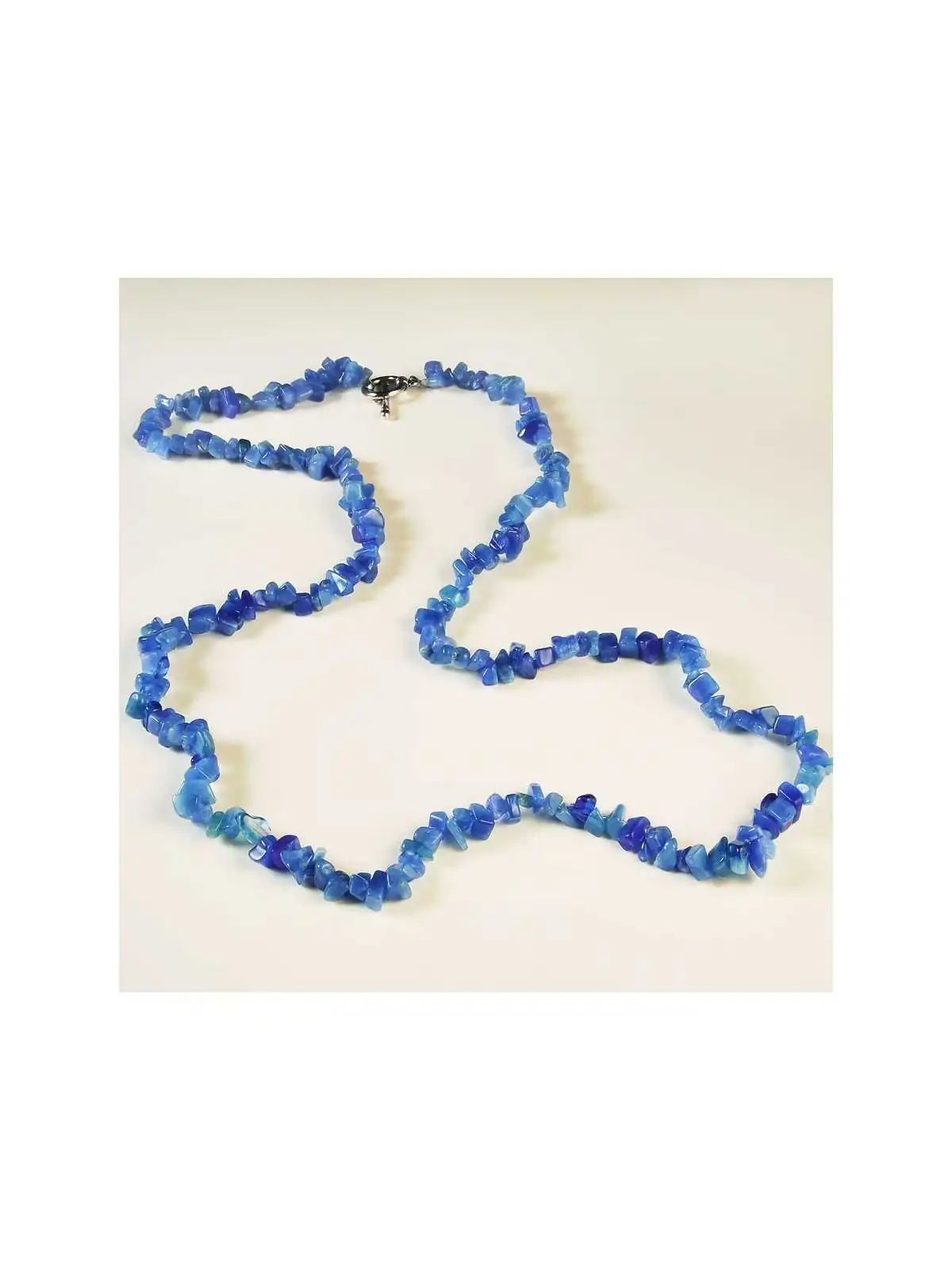 Collar largo de chips de agata azul
