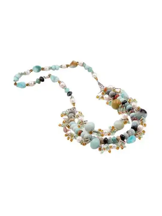 magnifico collar de varias vueltas de amazonita