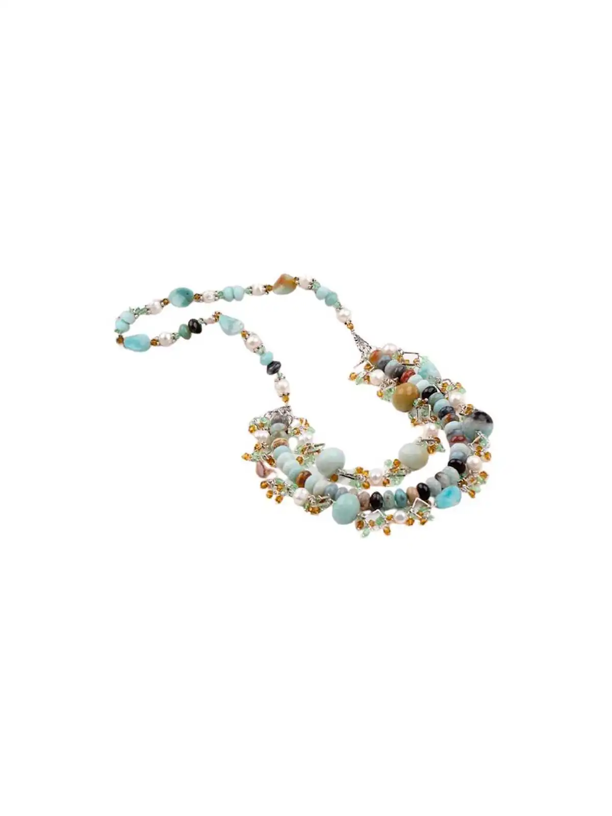magnifico collar de varias vueltas de amazonita
