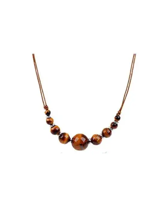 collar bolitas de ojos de tigre
