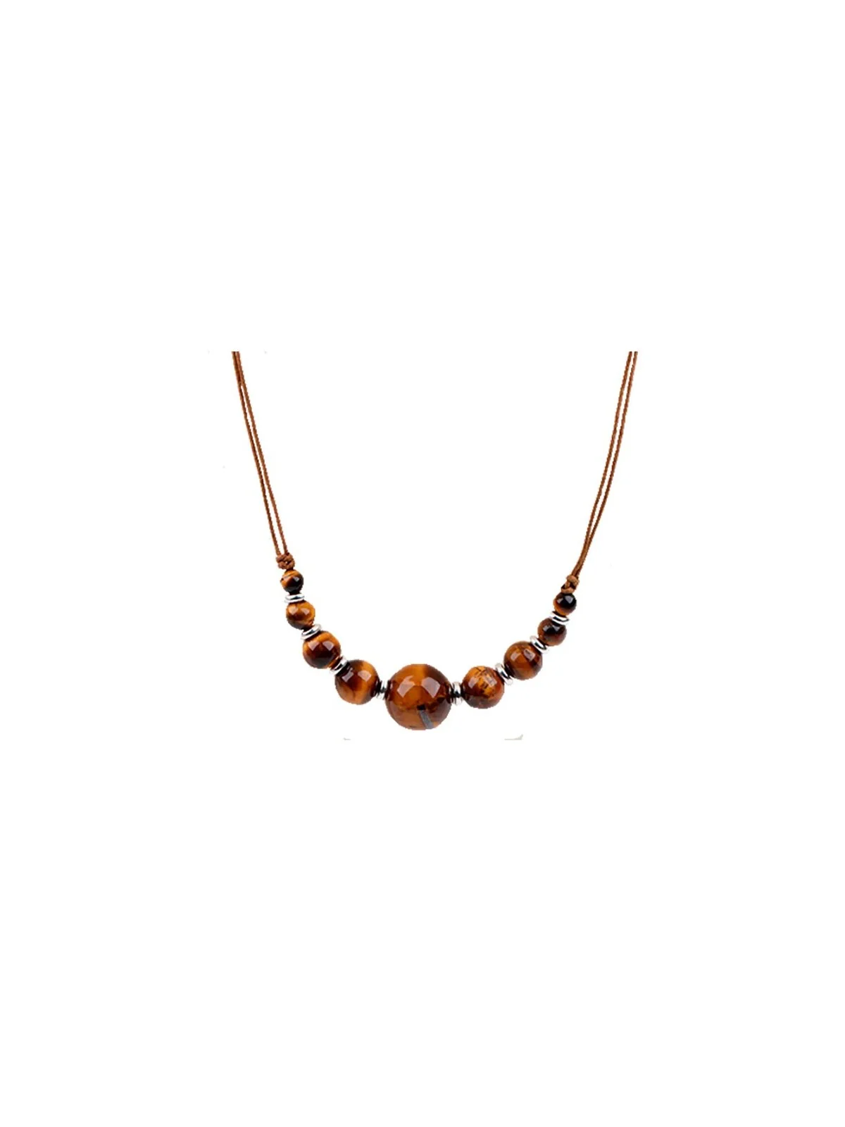 collar bolitas de ojos de tigre