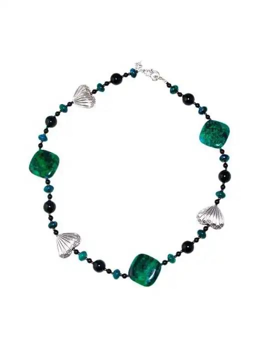 collar de piedra fenix y cuarzo negro