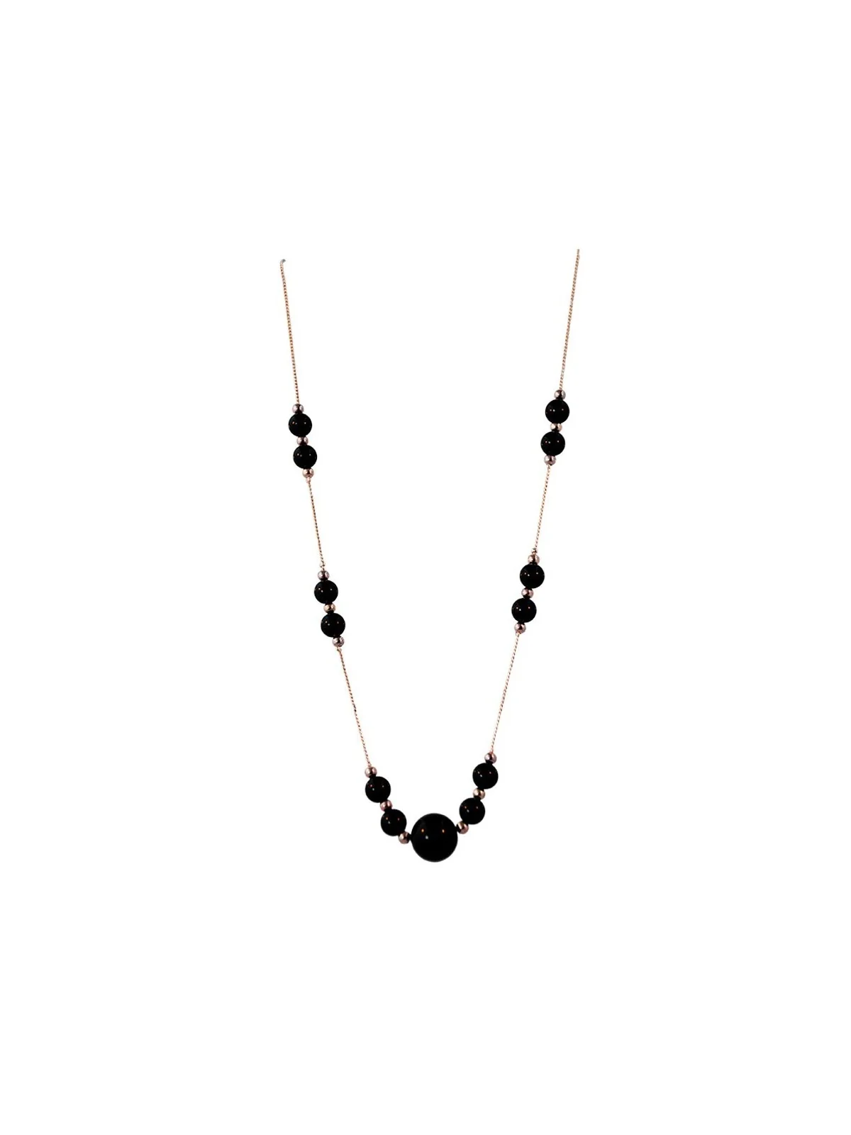 collar con agatas negras talladas en forma de bola