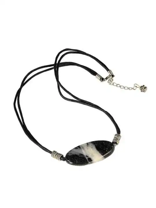 collar agata de la india gris y blanca