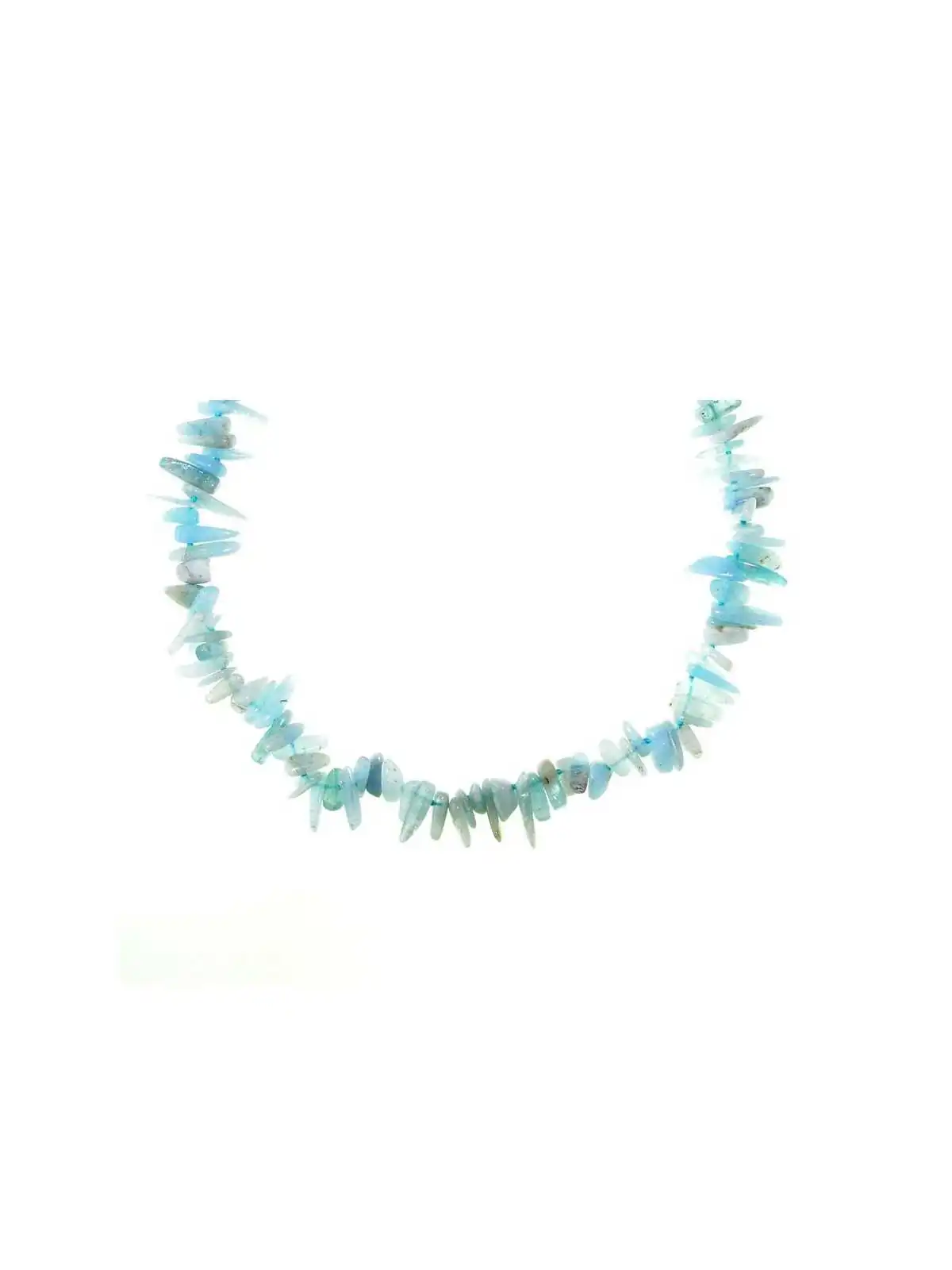 collar gargantilla con chips aguamarina 