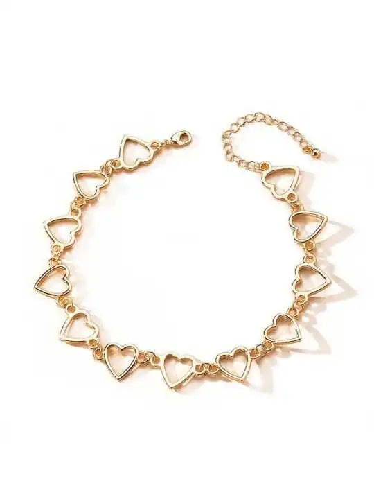 collar gargantilla con corazones dorados 
