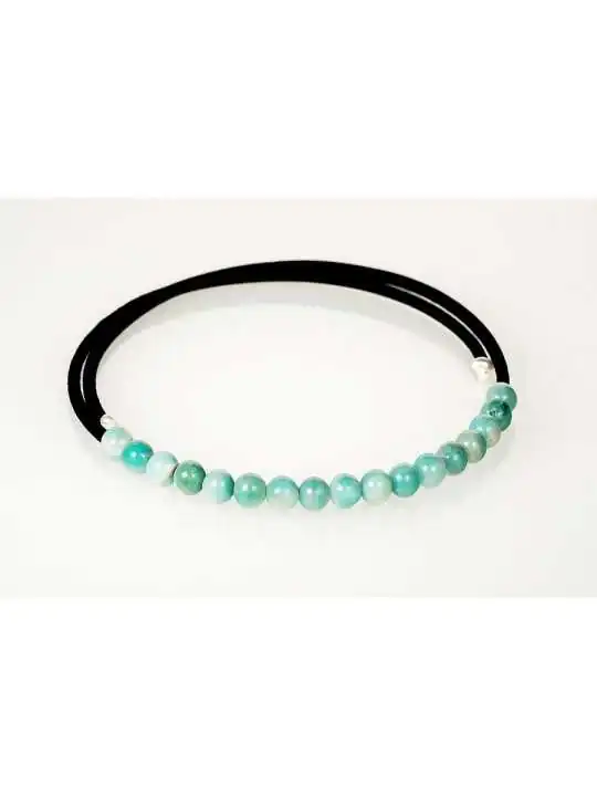 Collar terciopelo negro y aguamarinas