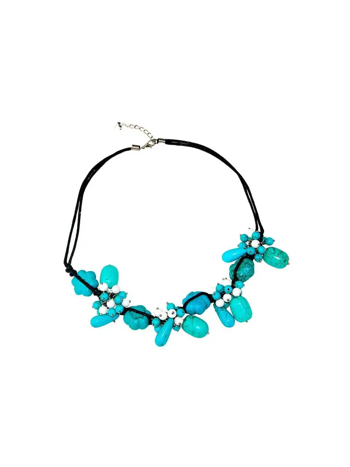 precioso collar con howlita azul y blanca