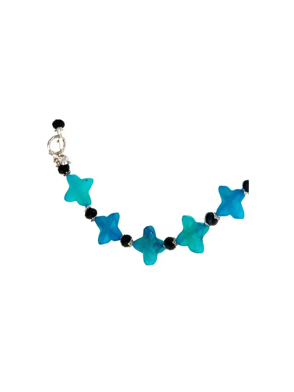 detalle de gargantilla de estrellas de jade azul