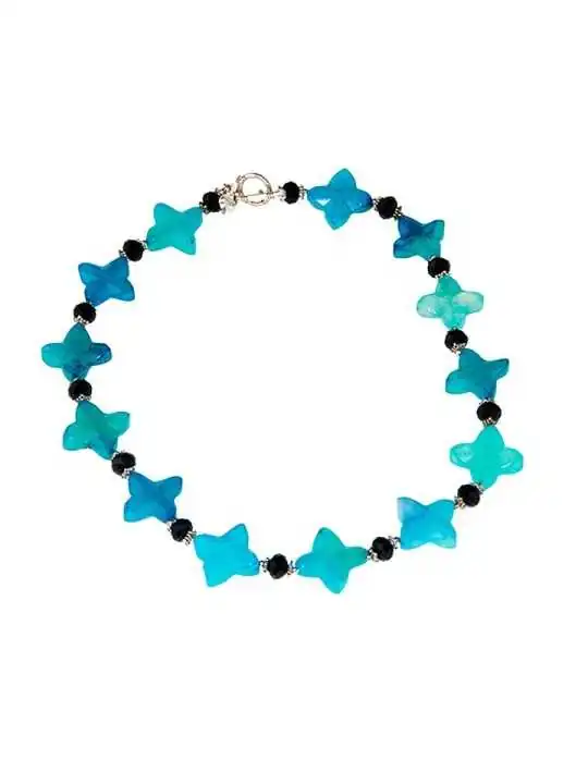 gargantilla estrellas de jade azul 