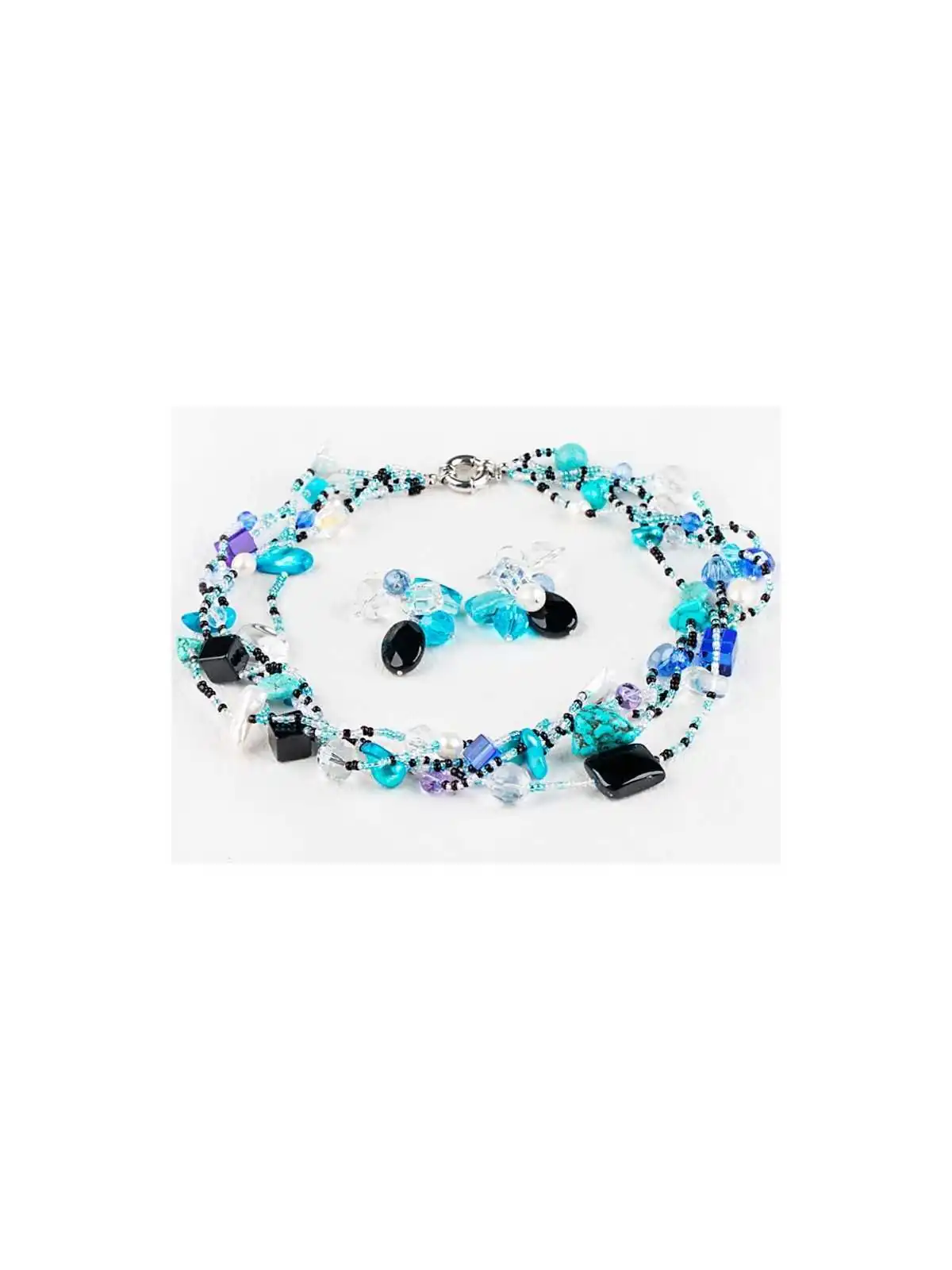 conjunto de collar y pendientes de cristales checos multicolor