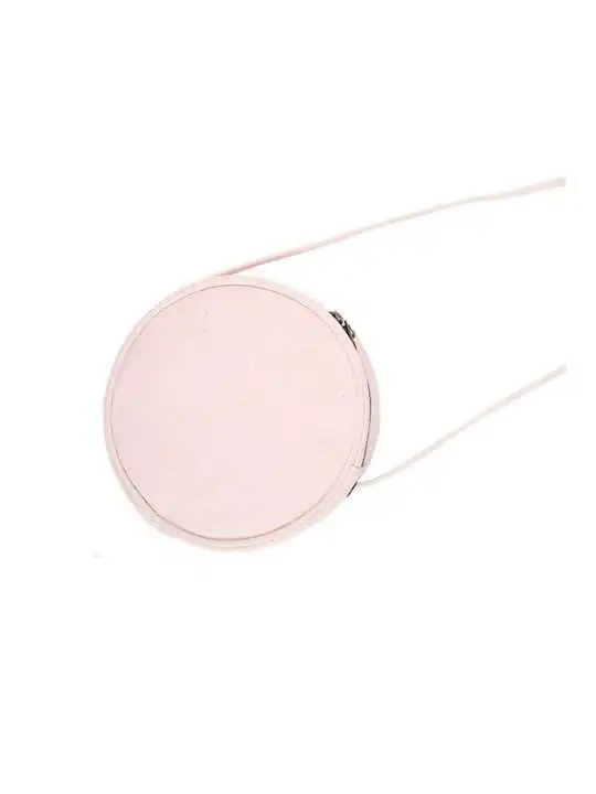 Minibolso redondo de lona blanca con asa