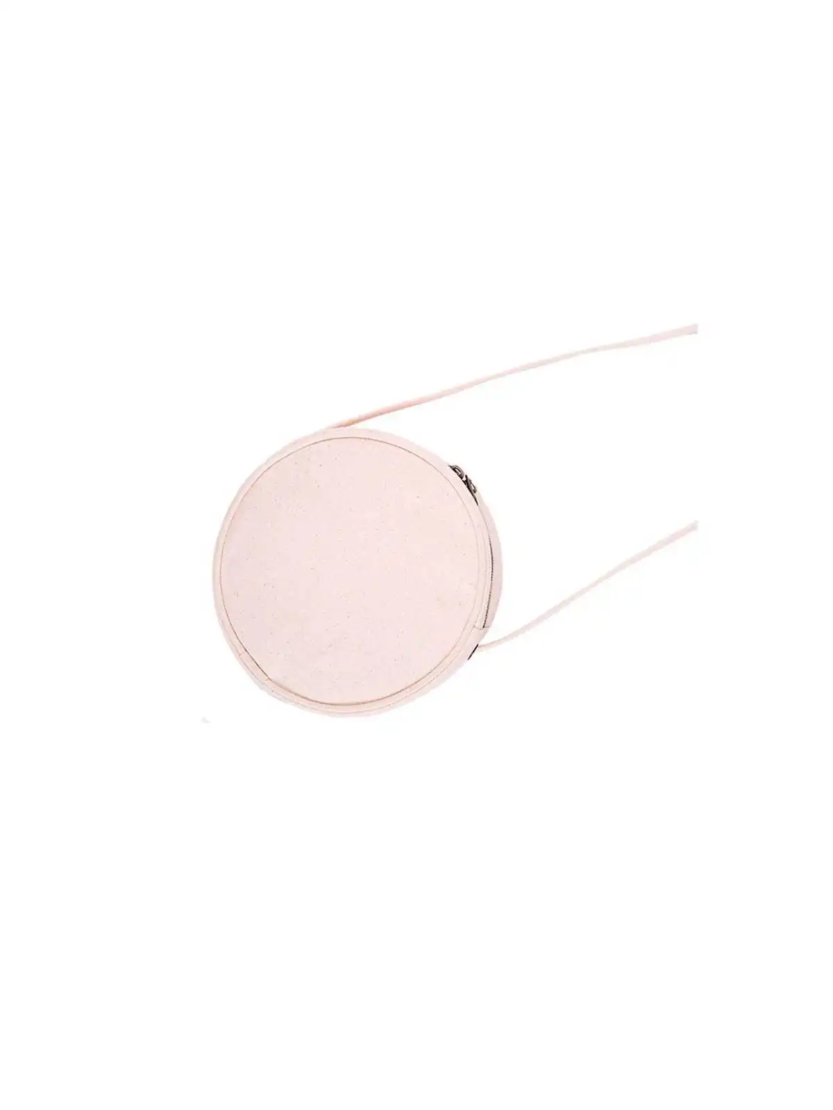 Minibolso redondo de lona blanca con asa