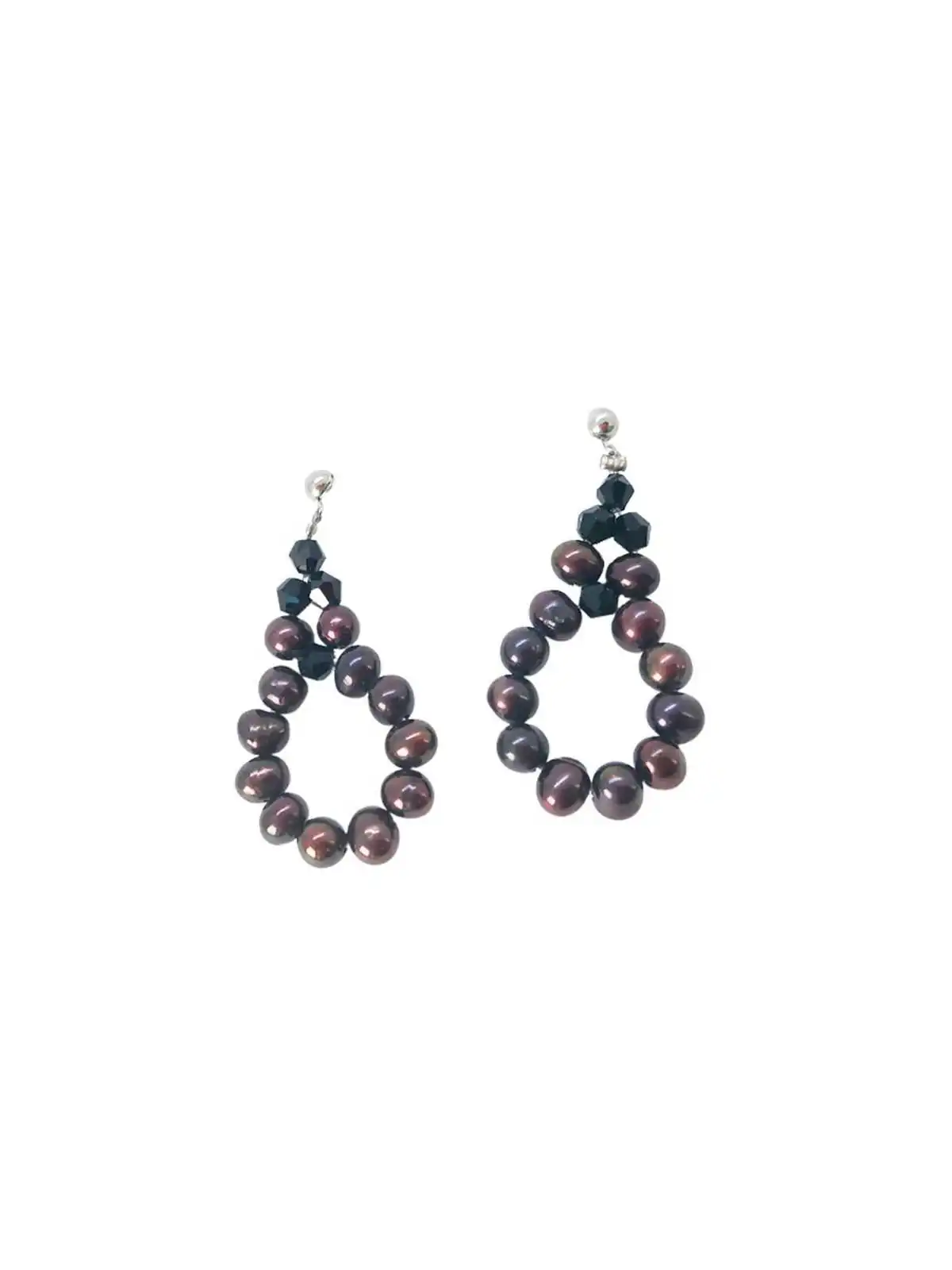Pendientes aro de perlas grises