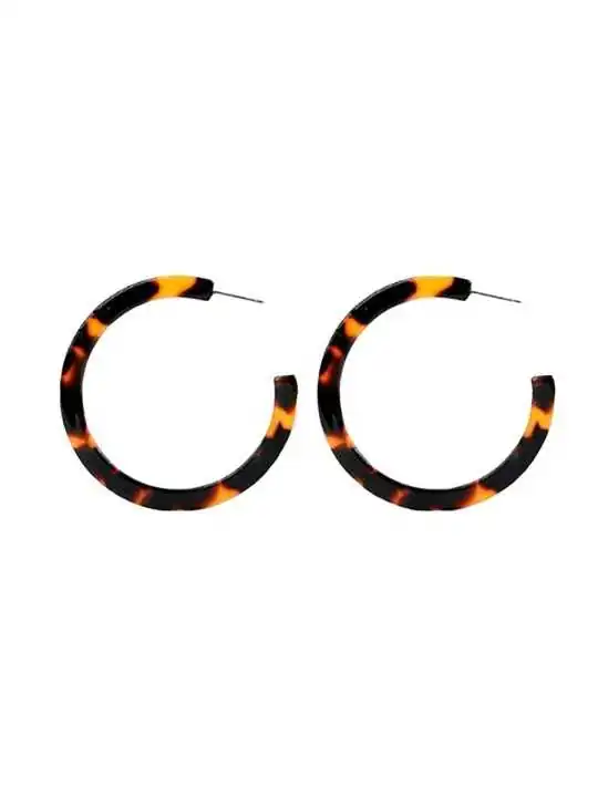 Pendientes argolla de resina de carey