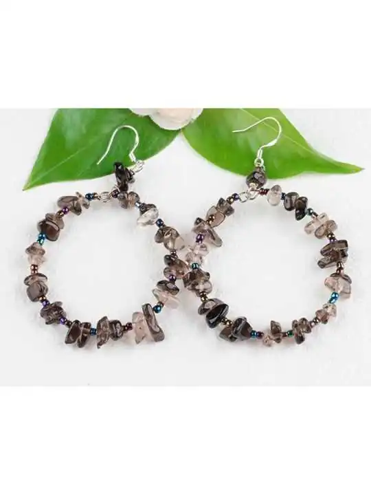 pendientes argolla de cuarzo musgo