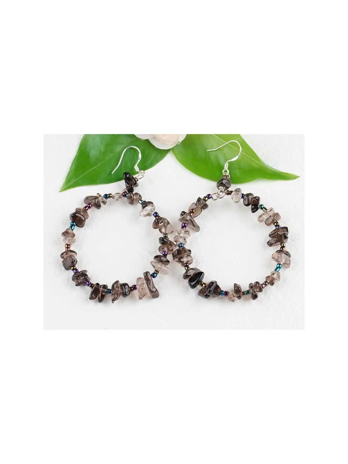 pendientes argolla de cuarzo musgo