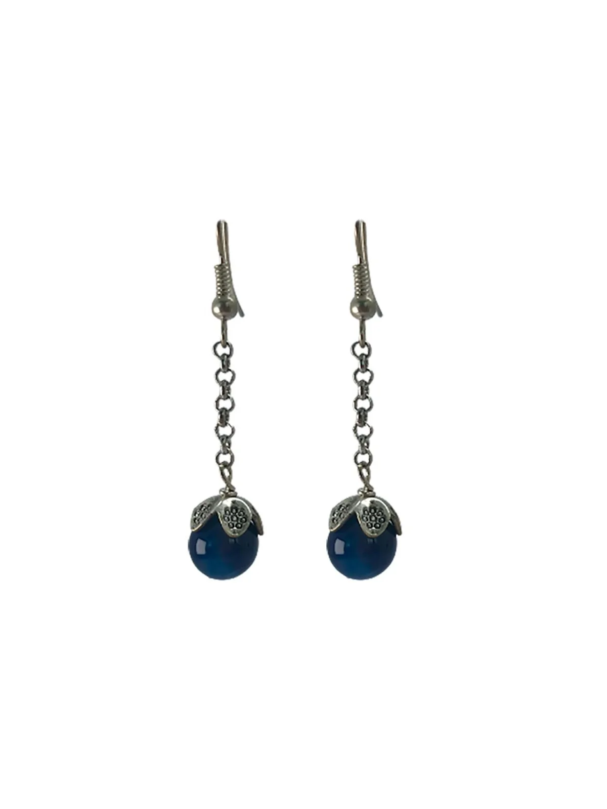 Pendientes largos agata azul 