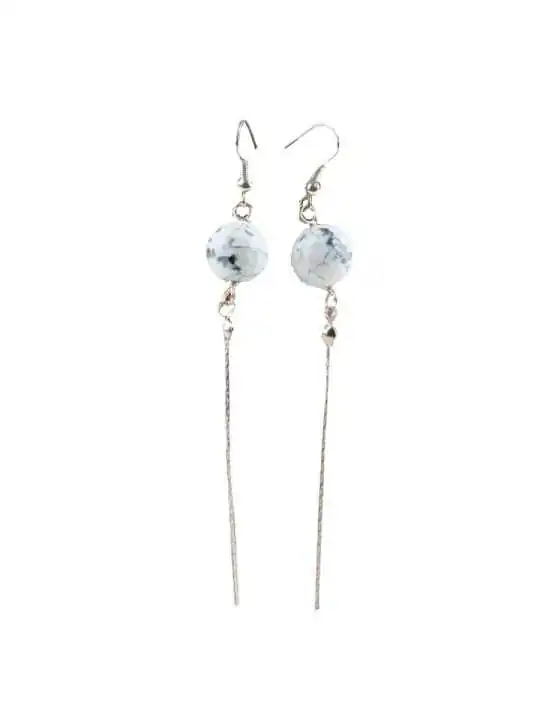 pendientes bola agata gris natural