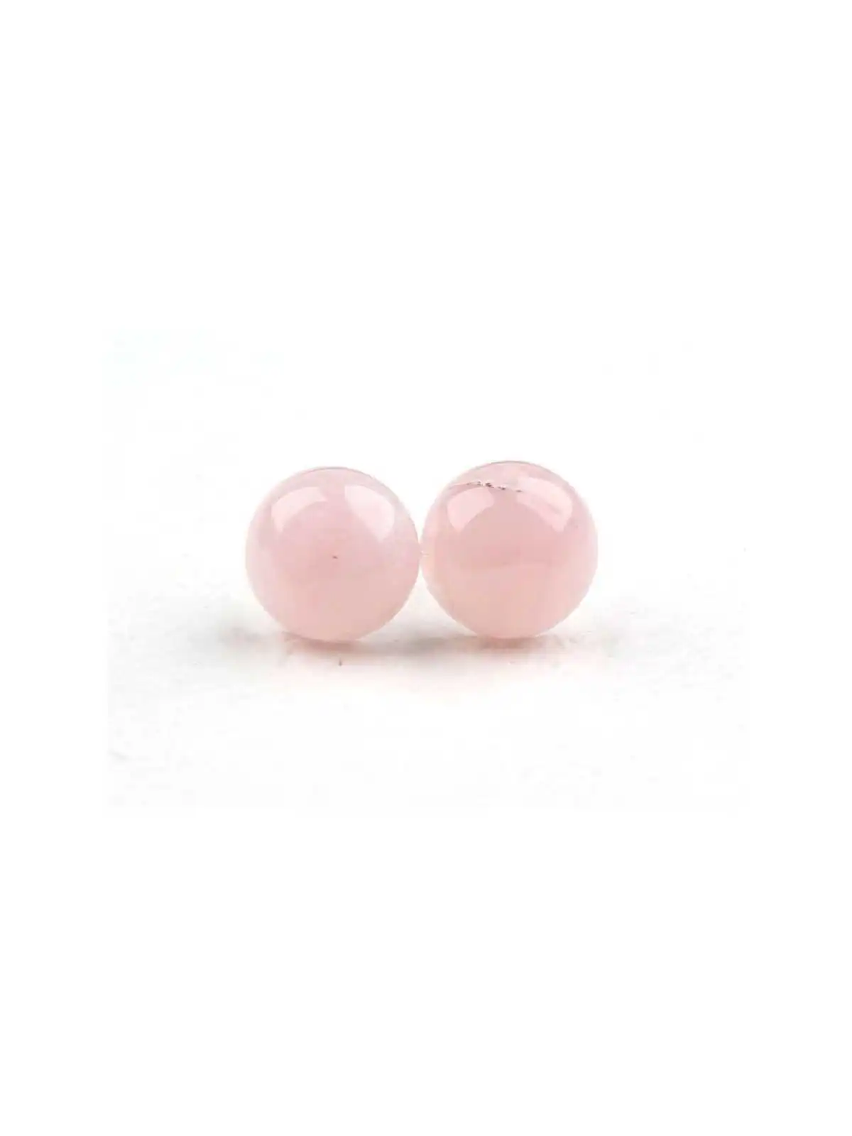 pendientes bolita de cuarzo rosa natural 