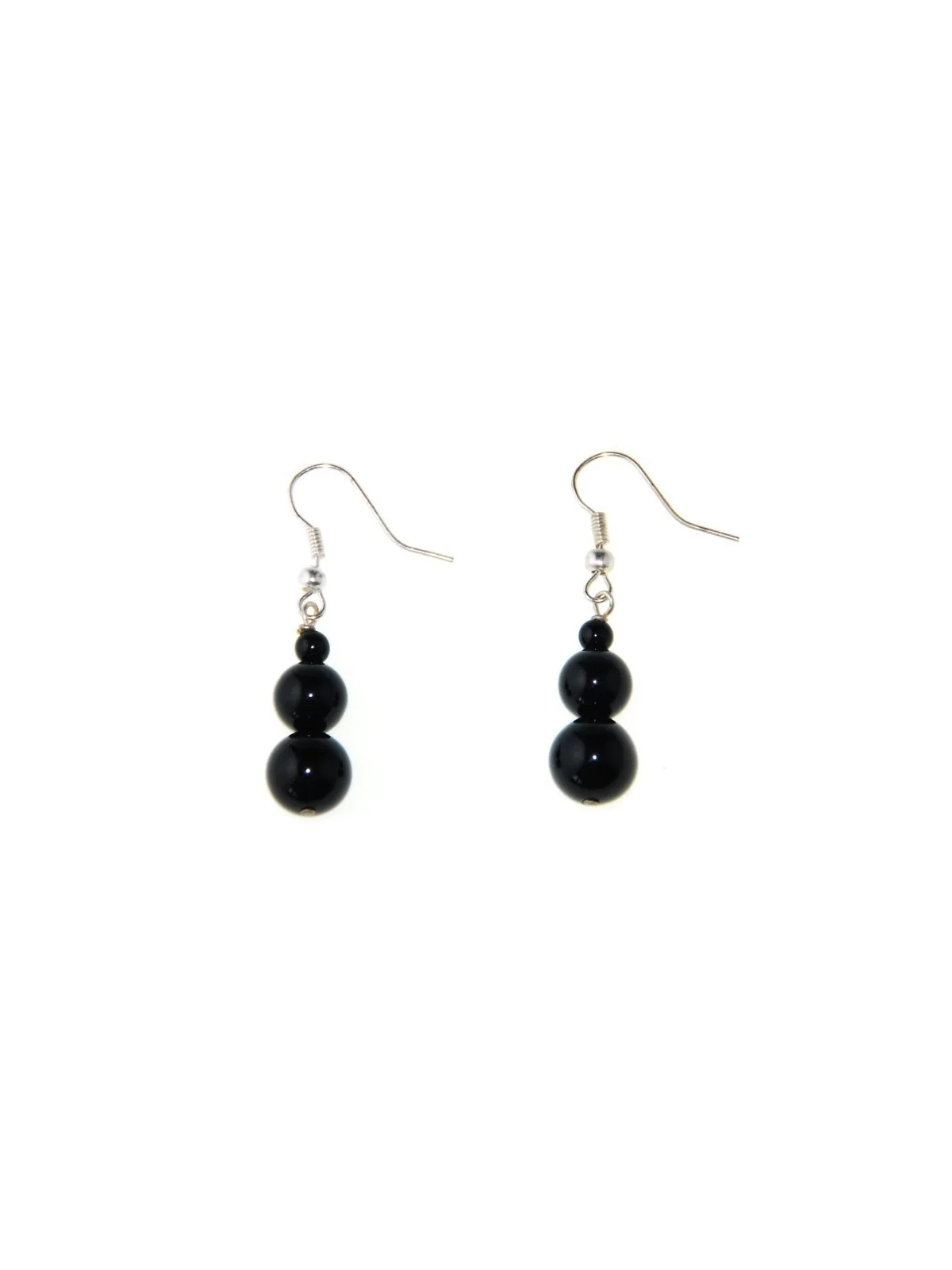 Pendientes bolitas de agata negra