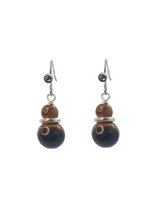 pendientes bolitas ojos de tigre