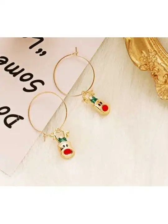 Pendientes aros de la navidad con papa noel