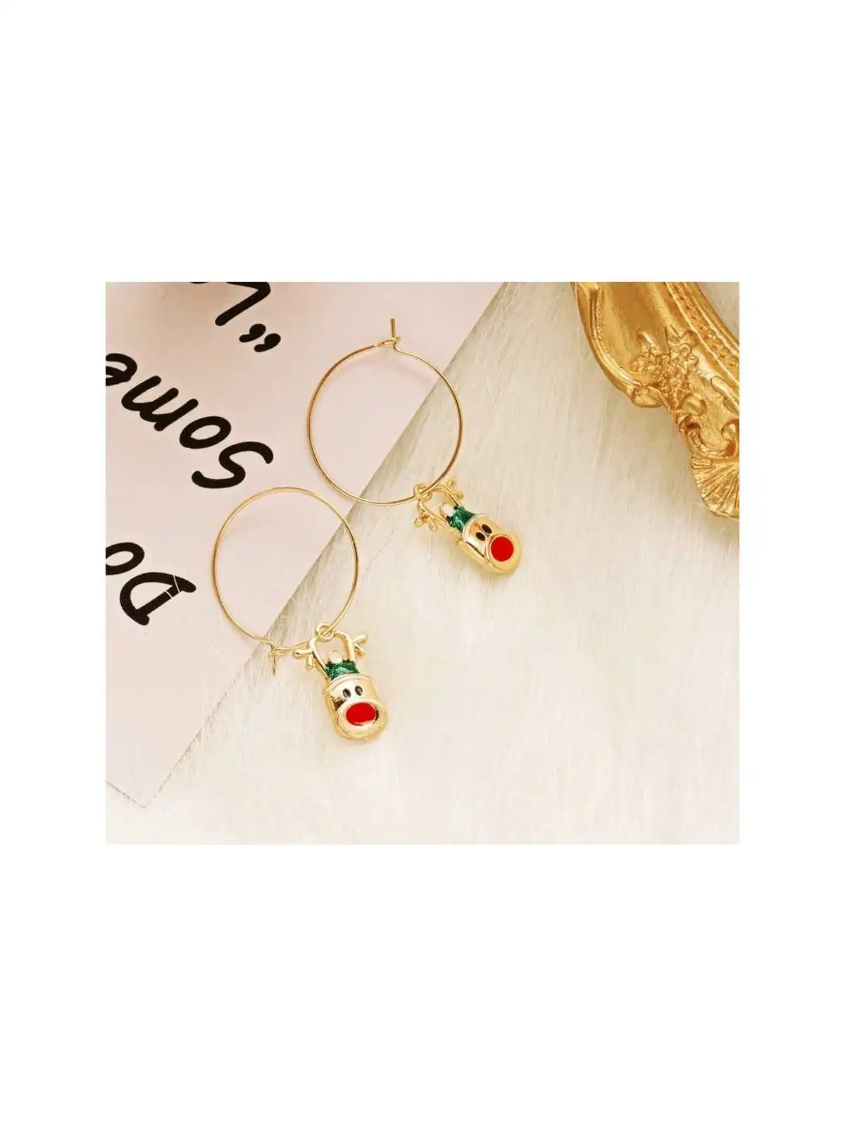 Pendientes aros de la navidad con papa noel
