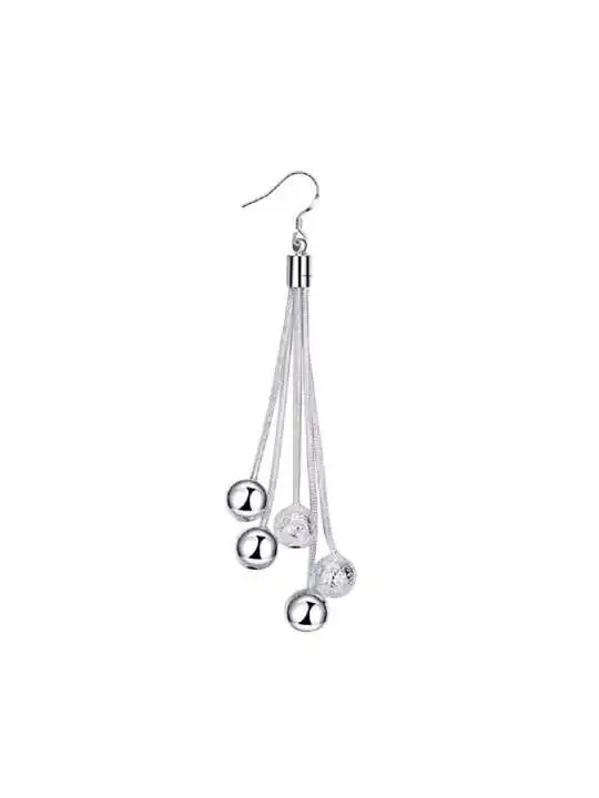 pendientes XL plateadas con bolitas 