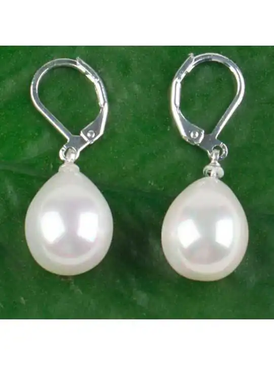 Pendientes plateados perla lágrima