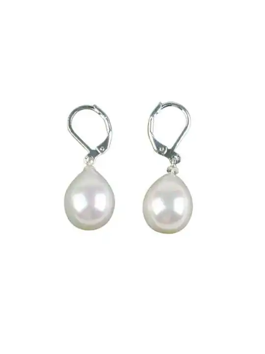 Pendientes plateados perla lagrima