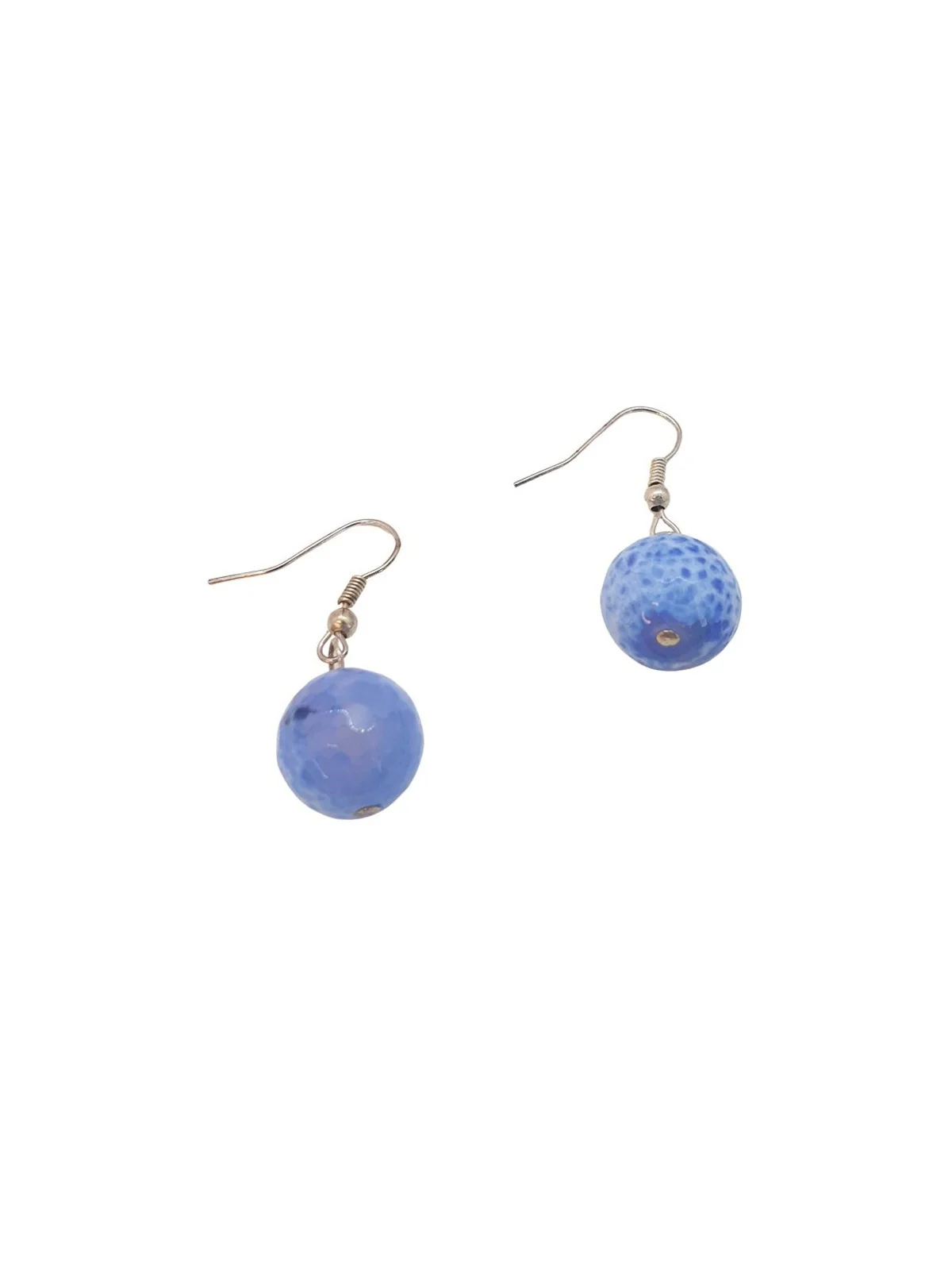 pendientes bola de agata azul facetada