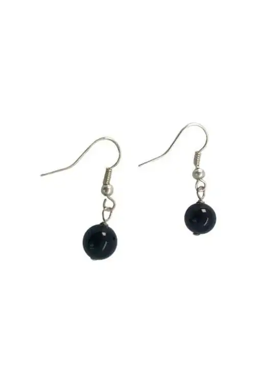 Pendientes bolitas agata negra