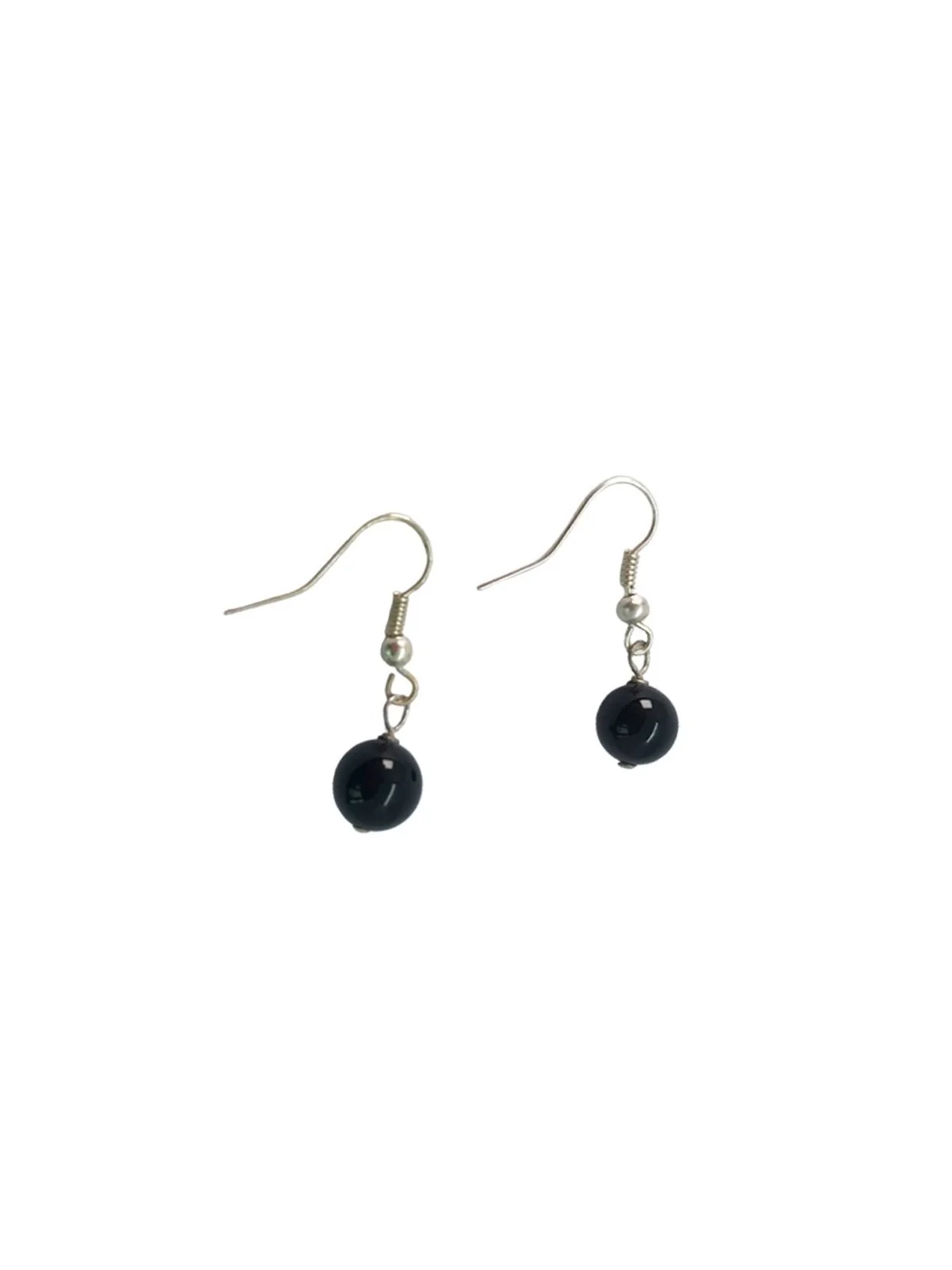 Pendientes bolitas agata negra