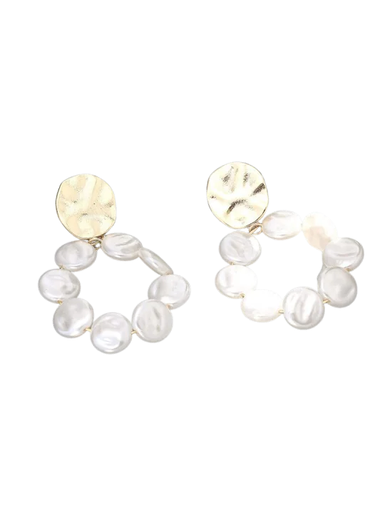 Pendientes argolla y perlas de rio