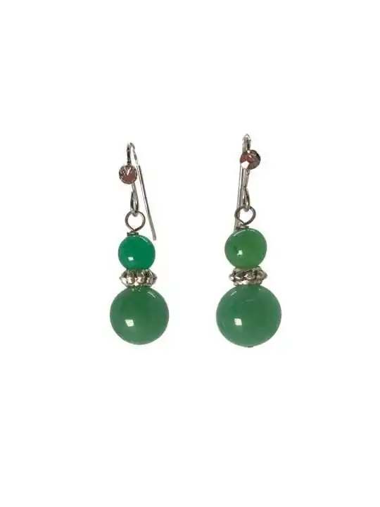 pendientes bolitas de aventurina verde