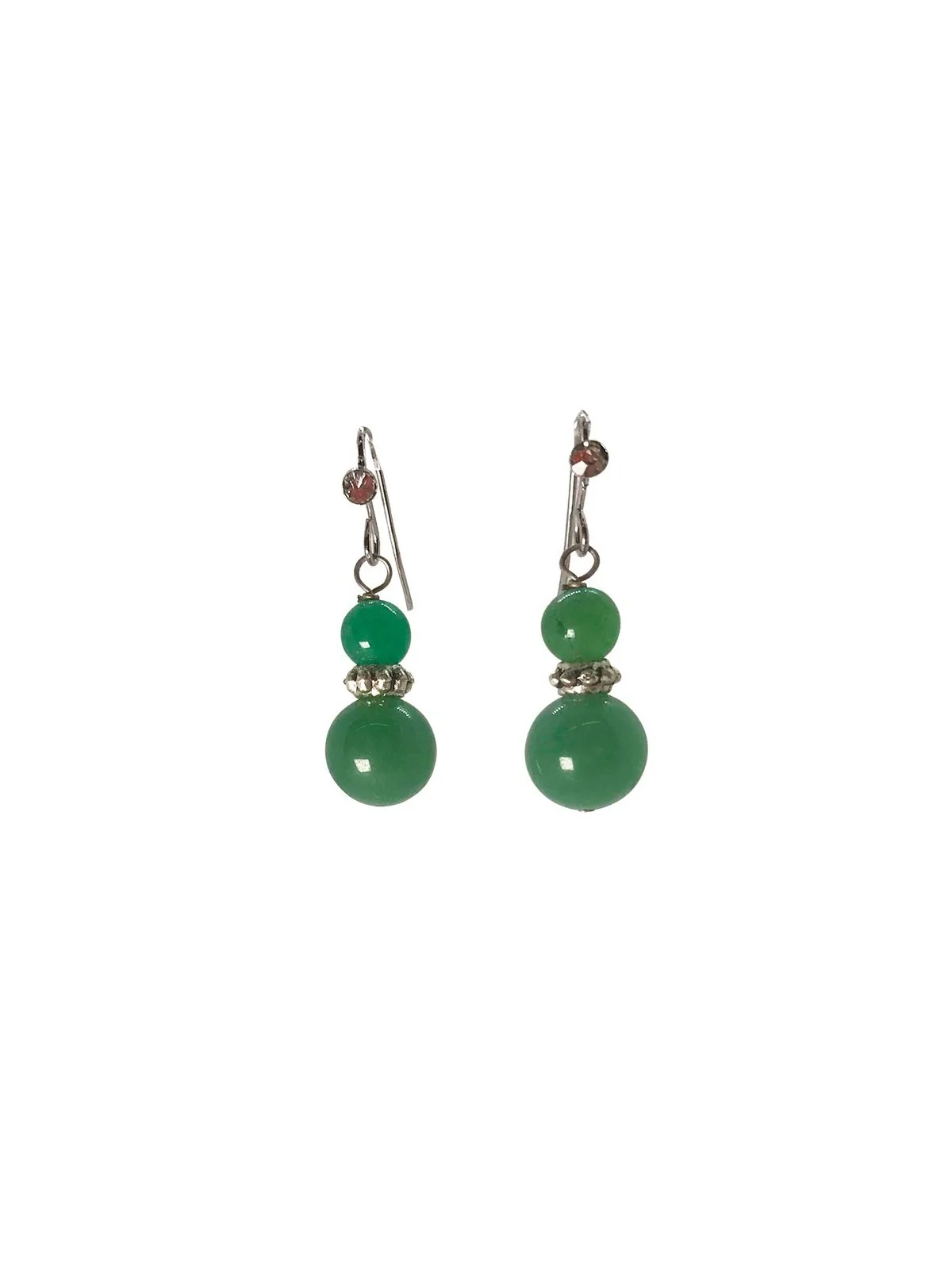 pendientes bolitas de aventurina verde