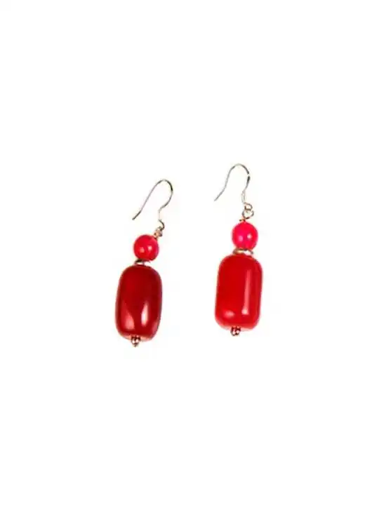 Pendientes con cuarzos rojos naturales