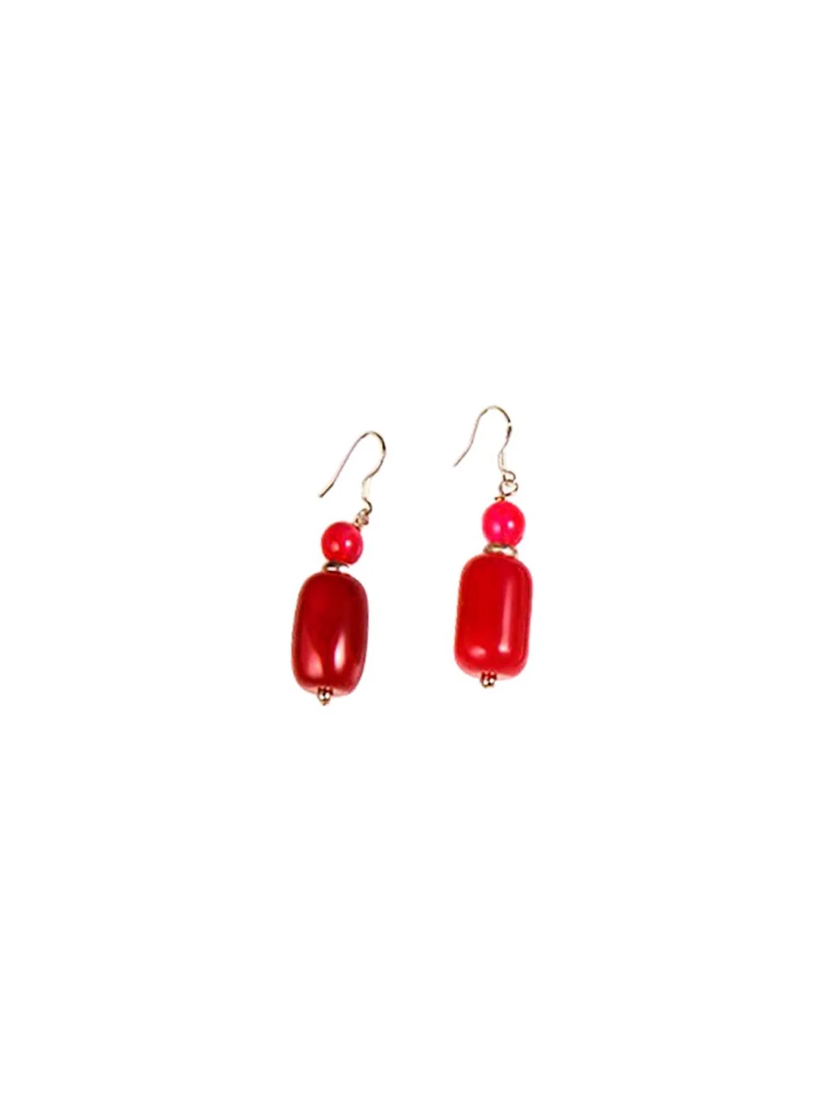 Pendientes con cuarzos rojos naturales