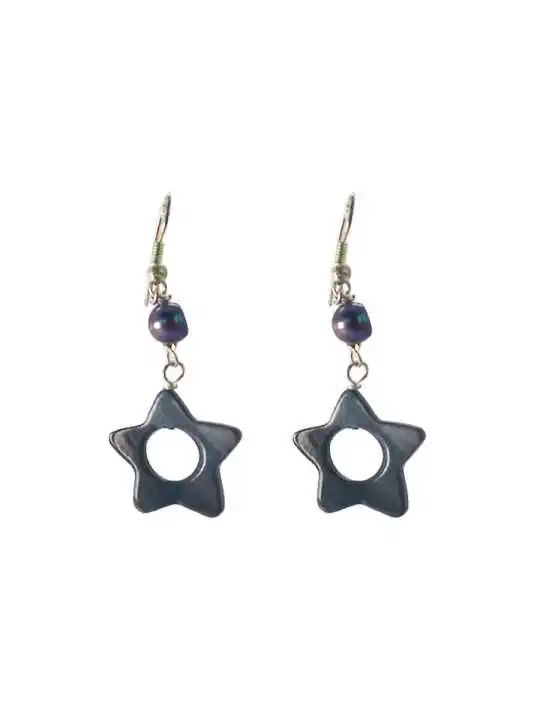 Perndientes estrella nacar gris