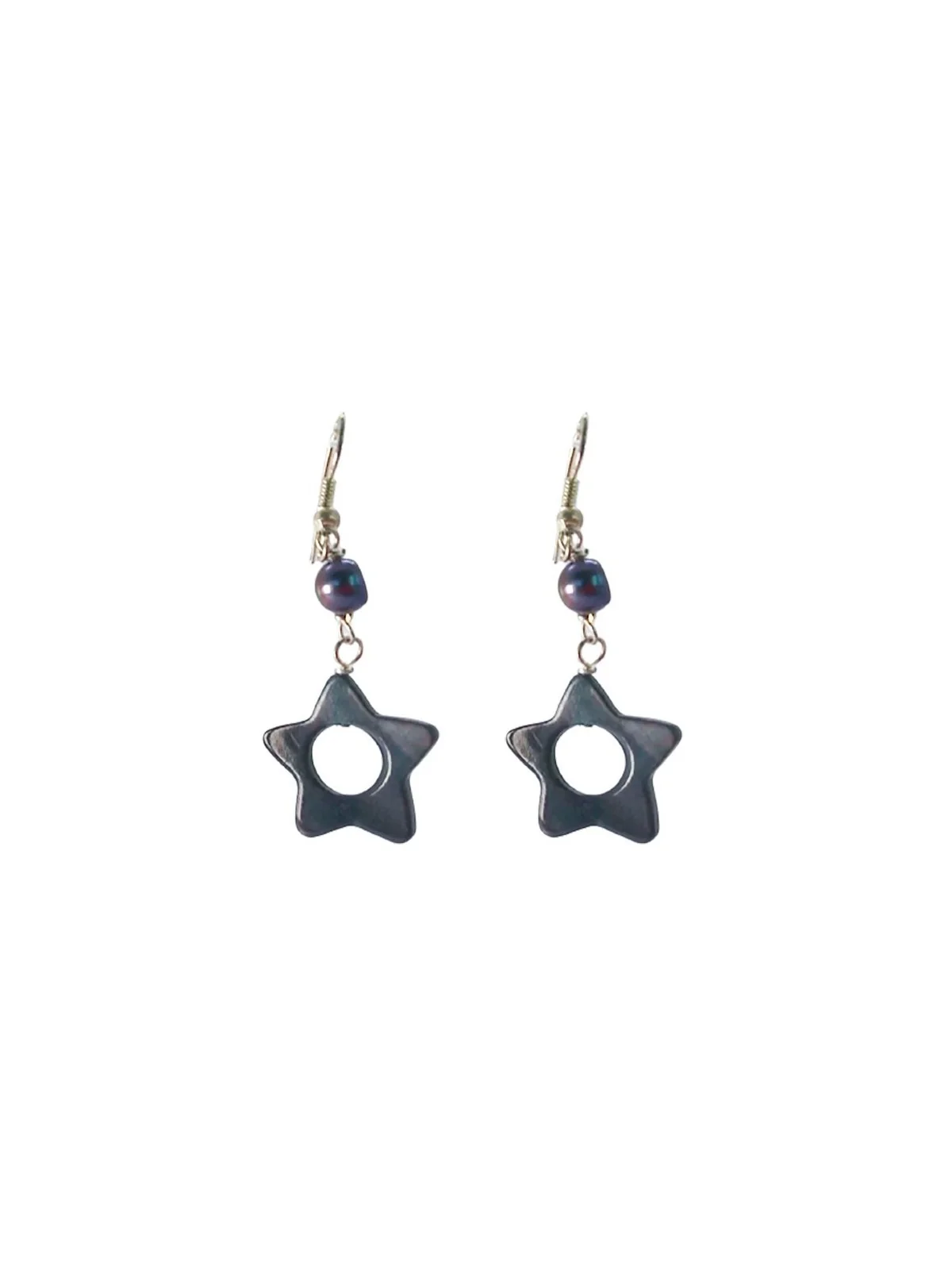 Perndientes estrella nacar gris