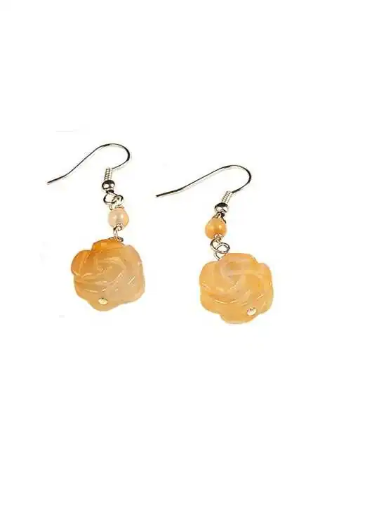 pendientes flor de agata natural 